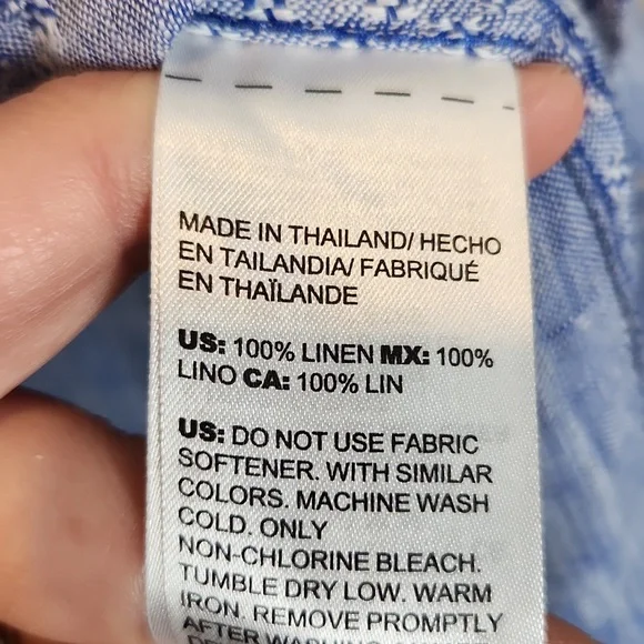 Chico's 100% Linen No Iron Blue Button-Up‎ Blouse Size 14 - Picture 12 of 12